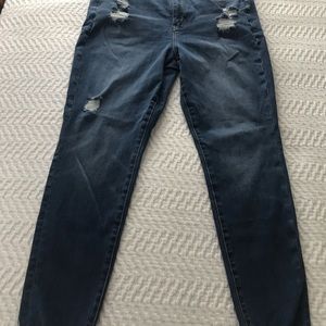 America Eagle Distressed Jeggings Jeans Super Stretch Pants Size 16
